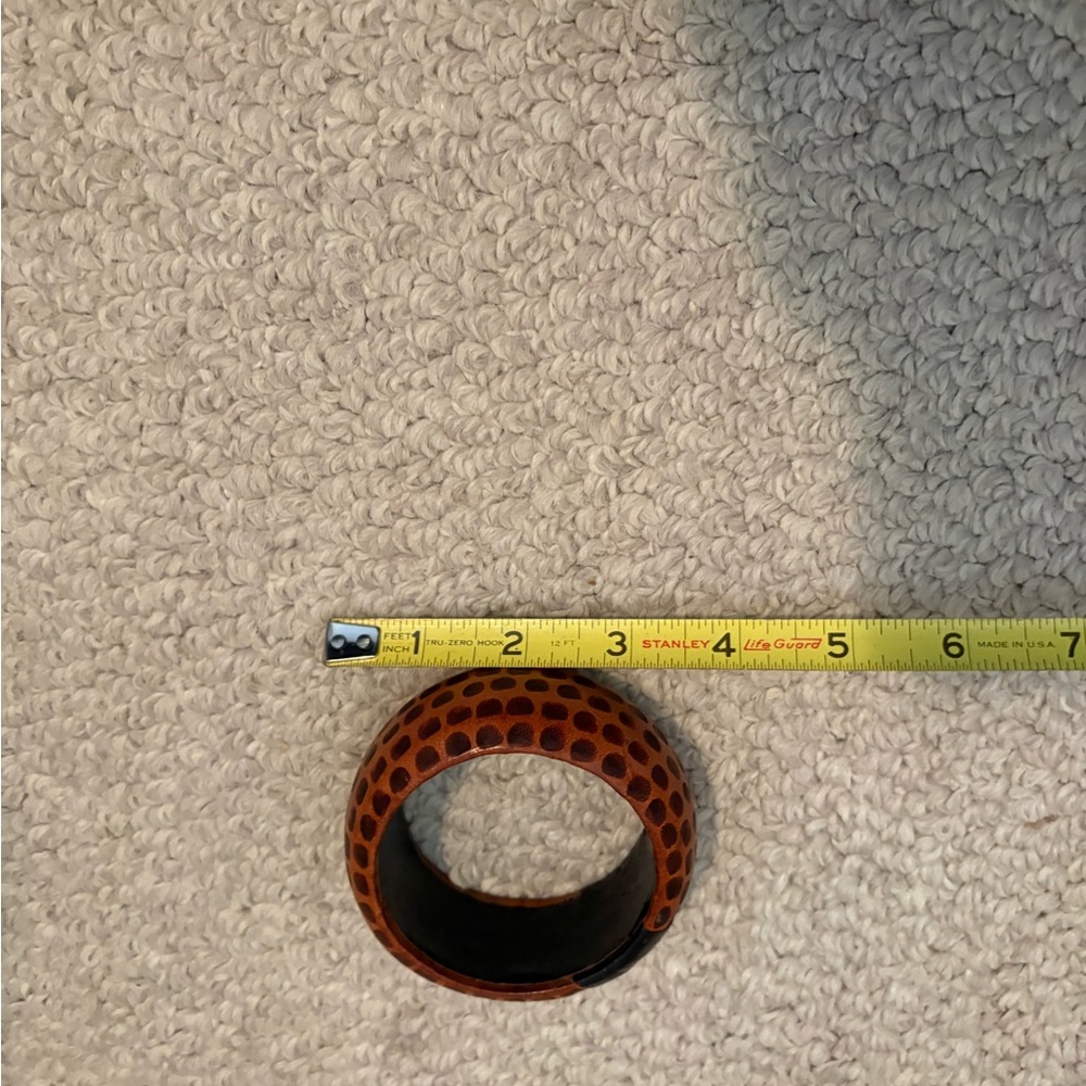Brown And Black Patterned Leather Bangle From Ita… - image 5